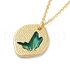 Brass Enamel Cable Chain Butterfly Pendant Necklaces NJEW-K379-01G-03-2