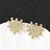 Brass Micro Pave Clear Cubic Zirconia Stud Earrings EJEW-H154-05G-3