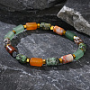 Column Natural African Turquoise(Jasper) & Red Aventurine & Flower Amazonite & Lava Rock Beads Stretch Bracelets for Men Women WC4994-2