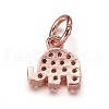 Brass Micro Pave Cubic Zirconia Pendants ZIRC-K070-42RG-2