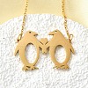 304 Stainless Steel Laser Cut Double Penguin Pendant Necklaces for Women Men NJEW-Q032-01A-G-1
