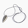Adjustable Natural Pyrite Pendant Necklaces NJEW-JN02239-1