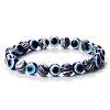 Synthetic Malachite & Evil Eye Round Beaded Stretch Bracelets for Men EH2427-2-1