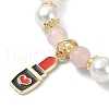 Natural & Synthetic Mixed Gemstone Round Beaded Stretch Bracelet BJEW-JB09588-3