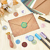 Brass Wax Seal Stamp with Wood Handle AJEW-WH0412-0263-4