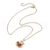 Apple Brass Micro Pave Cubic Zirconia with Natural Agate(Dyed) Pendants Necklaces NJEW-TA00154-4
