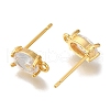 Brass Clear Cubic Zirconia Stud Earrings Finding for Women EJEW-B107-16G-2