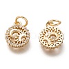 Brass Micro Pave Clear Cubic Zirconia Charms ZIRC-C020-70G-2