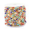 304 Stainless Steel & Evil Eye Glass Beads Link Chain CHS-D034-01G-3