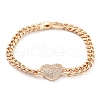 Cubic Zirconia Link Bracelet with Golden Brass Curb Chains BJEW-C055-06H-G-1