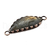 Brass Pave Natural Labradorite Feather Connector Charms G-Q350-03A-2