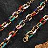 304 Stainless Steel Colorful Enamel Curb Chain Necklaces for Women NJEW-P328-01G-2