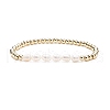 Natural Pearl & Brass Beaded Stretch Bracelet for Women BJEW-JB08164-02-1