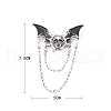 Halloween Skull Bat Alloy Enamel Hanging Chain Brooch with Double Chains PW-WGF646C-01-3