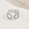 Geometric Brass Micro Pave Cubic Zirconia Open Cuff Rings for Women NC1749-2-1