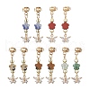Butterfly with Flower Brass Micro Pave Cubic Zirconia Dangle Stud Earrings EJEW-JE06427-2