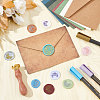 Brass Wax Seal Stamps with Wood Handle AJEW-WH0412-0159-4