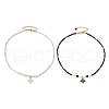 2Pcs 2 Colors Shell Pearl Bead & Glass Seed Beads Beaded Necklaces NJEW-MZ00076-2