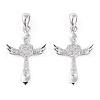 Rhodium Plated 925 Sterling Silver Micro Pave Clear Cubic Zirconia Pendants STER-T007-36P-1