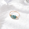Natural Apatite Beads with Solid Round Brass Beads and Eco-Friendly Copper Wire Rings RJEW-TA00184-03-1