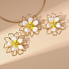 Flower Alloy Enamel Pendant Collar & Stud Earrings Sets FS-WGCE290-01-3