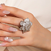 Brass Micro Pave Cubic Zirconia Finger Rings for Women TN1538-5