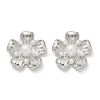 Flower Brass ABS Imitation Pearl Stud Earrings EJEW-M082-08P-2