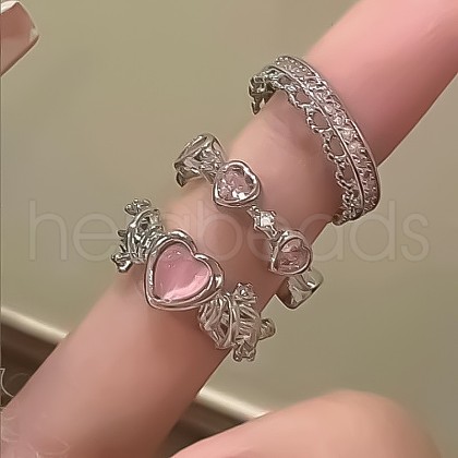 Alloy & Rhinestone Cuff Finger Rings Sets FS-WG1129B-05-1