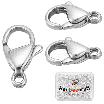 Beebeecraft 50Pcs 316 Surgical Stainless Steel Lobster Claw Clasps STAS-BBC0006-04-1