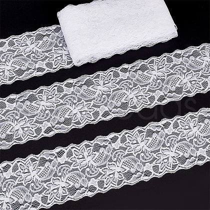 Polyester Elastic Flower Lace Trim Fabric DIY-WH0632-94B-1