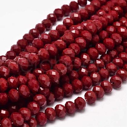 Faceted Rondelle Glass Beads Strands X-GLAA-I033-8mm-11-1