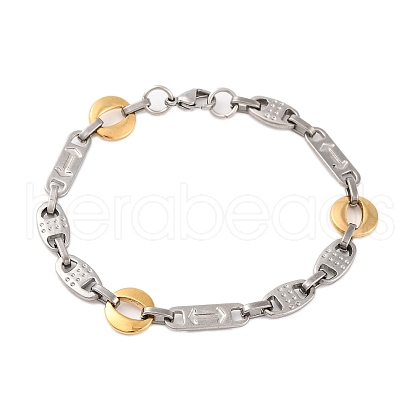 201 Stainless Steel Arrow Oval Link Chain Bracelets BJEW-B078-119GP-1