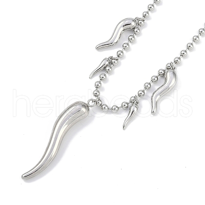 Rack Plating Brass Italian Horn Cornicello Bib Necklacess NJEW-P317-06P-1