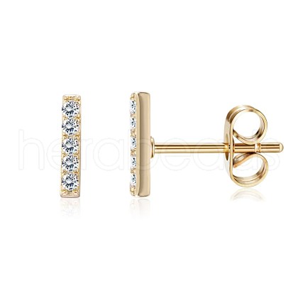 Brass Micro Pave Cubic Zirconia Stud Earrings EJEW-BB35384-G-1