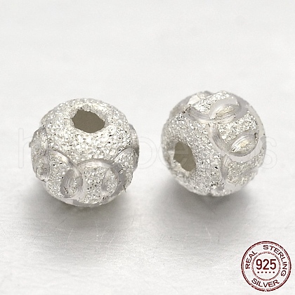 Textured 925 Sterling Silver Round Bead Spacers STER-E041-06C-1