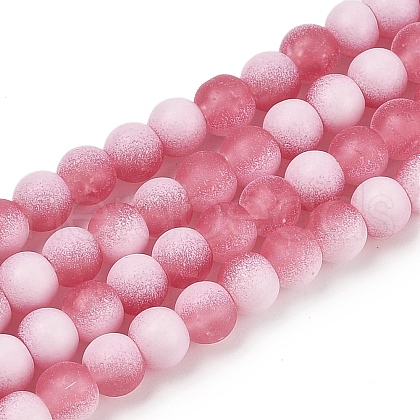Frosted Crackle Glass Beads Strands X1-GLAA-U001-8mm-M13-1