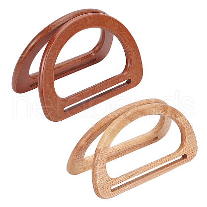 Wooden D Shape Purse Handle AJEW-PH0001-25-1