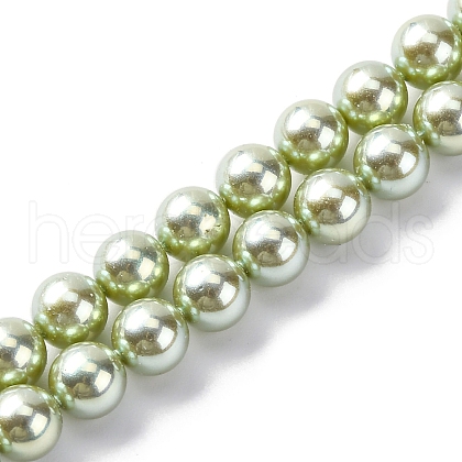 UV Plating Pearlized Glass Pearl Beads Strands GLAA-F128-01A-T21-1