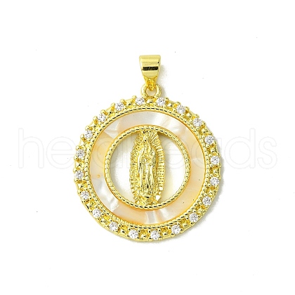 Real 18K Gold Plated Brass Micro Pave Cubic Zirconia Pendants KK-H472-14G-05-1
