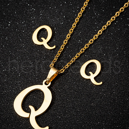 201 Stainless Steel Pendant Necklaces & Stud Earrings Sets WG00841-26-1