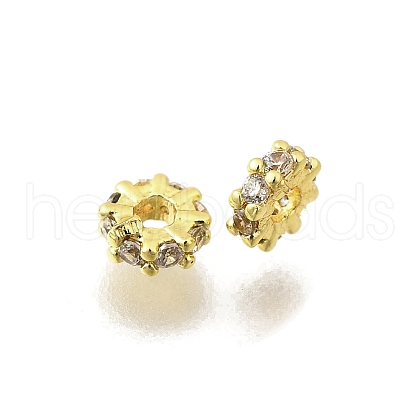 Brass Micro Pave Clear Cubic Zirconia Beads KK-K300-02A-G-1