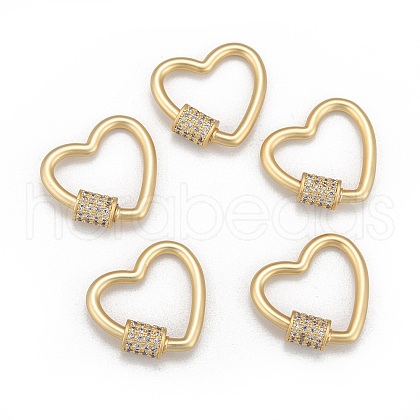 Brass Micro Pave Cubic Zirconia Screw Carabiner Lock Charms ZIRC-G160-23G-1