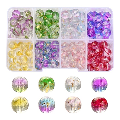 8 Colors Transparent Spray Painted Glass Bead GLAA-YW0001-45-1