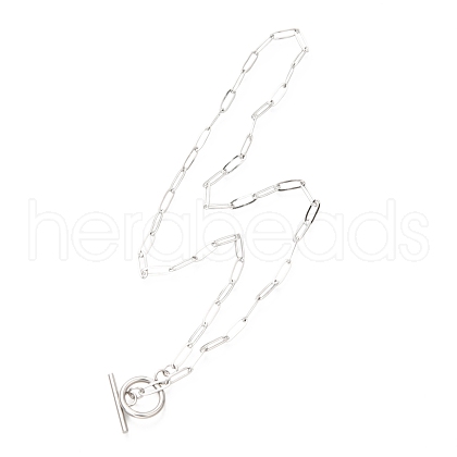 Unisex 304 Stainless Steel Paperclip Chain Necklaces NJEW-H215-04P-1