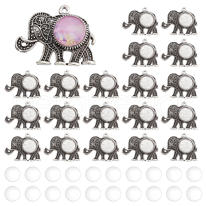   DIY Blank Dome Elephant Pendant Making Kit DIY-PH0013-41-1