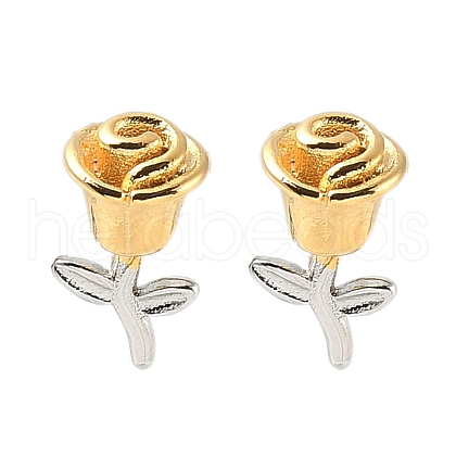 Two Tone Flower Brass Stud Earrings EJEW-C145-02PG-1