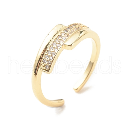 Clear Cubic Zirconia Cuff Ring RJEW-P204-03G-1