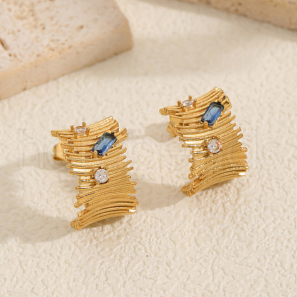 Stainless Steel C-Shaped Stud Earrings CG5154-1