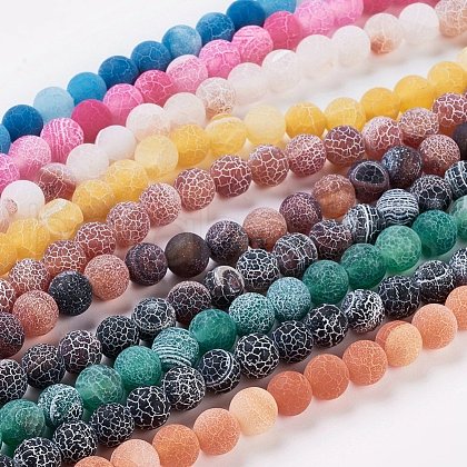 Natural Crackle Agate Beads Strands G-G055-8mm-M-1