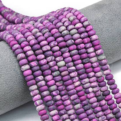 Dyed Natural Map Stone Beads Strands G-P575-A21-6x4mm-03-1